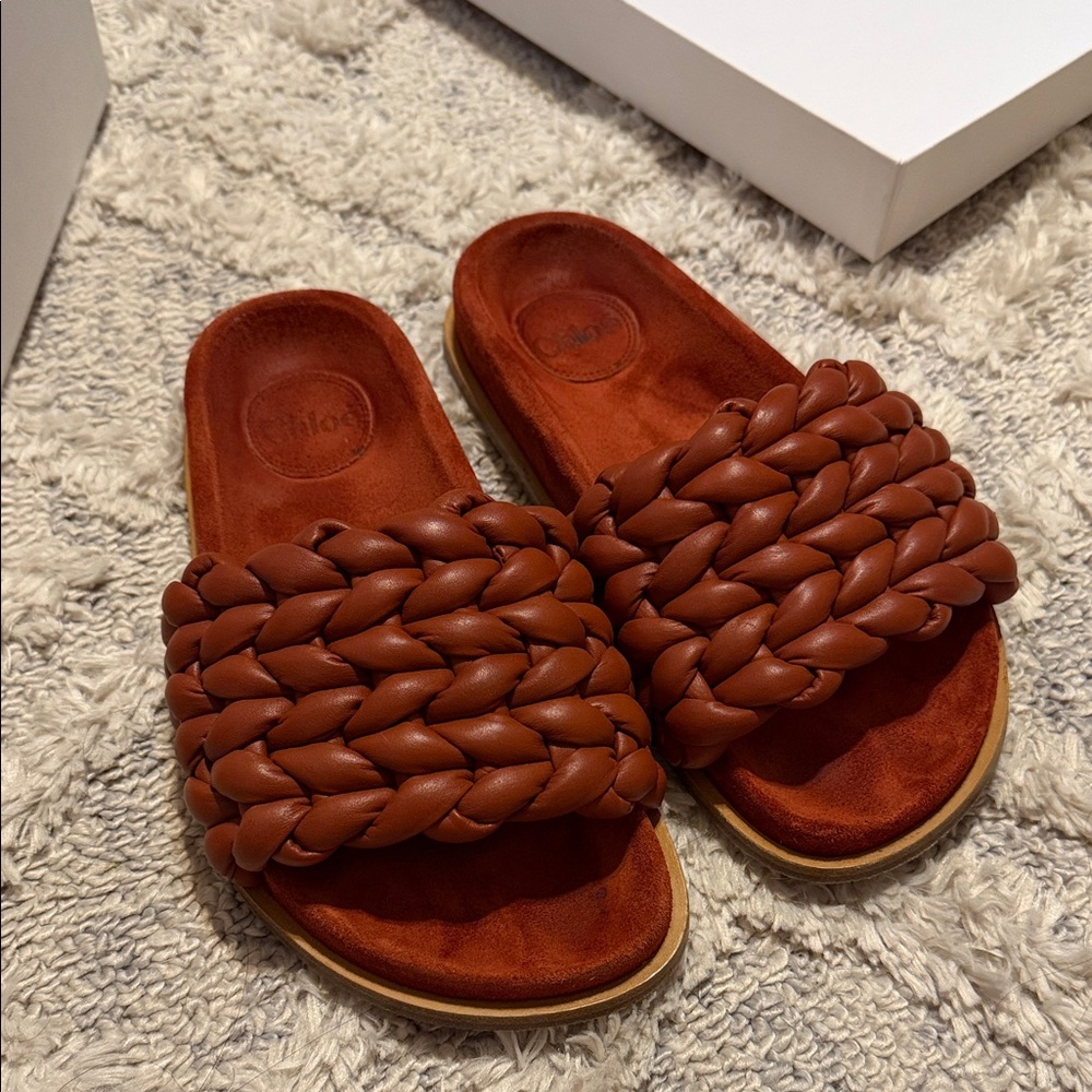 Chloe Kacey Fussbet Sandal, Terracotta Red